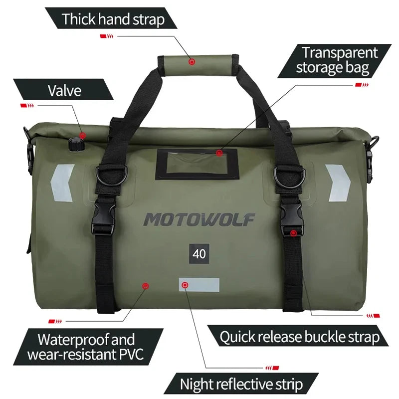 Tail Bag Impermeável MOTOWOLF 40L/66L