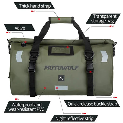 Tail Bag Impermeável MOTOWOLF 40L/66L
