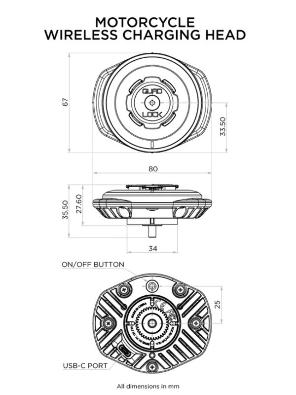 Carregador Wirless para motas Quad Lock