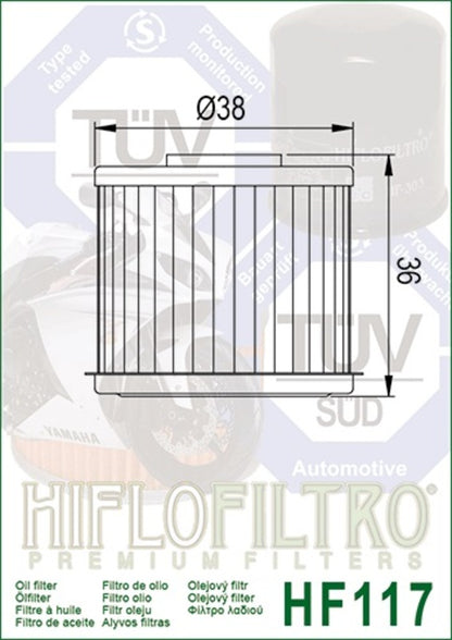 Filtro óleo Hiflofiltro HF117