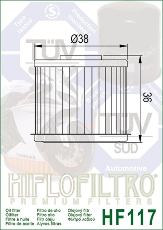 Filtro óleo Hiflofiltro HF117